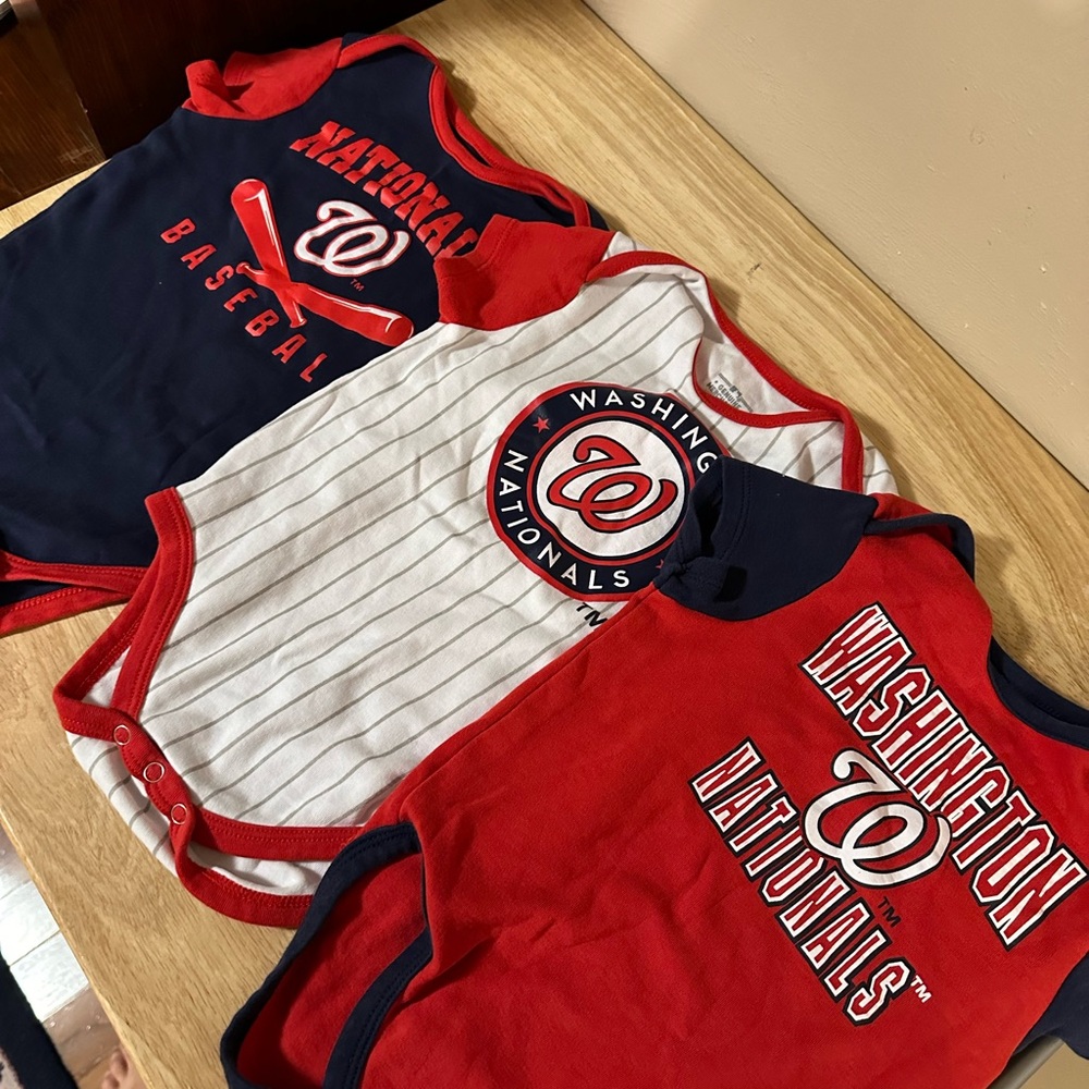 Washington Nationals Kids Bodysuit Set - Red, White, and Blue